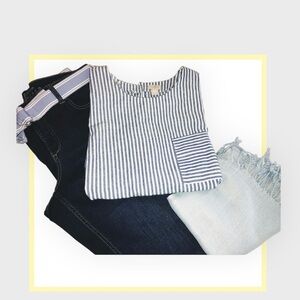 Blue and White Stripe Belt Xtra Large XL